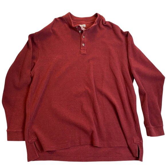 Duluth Trading Mens Henley Shirt Size 2XL Long Sleeve Casual Classic Red Slit - Picture 1 of 6